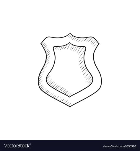 Police Badge Sketch Icon Royalty Free Vector Image