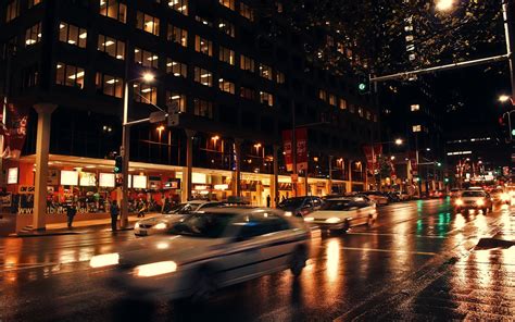 Night Motion Blur Car Urban Street Walldevil