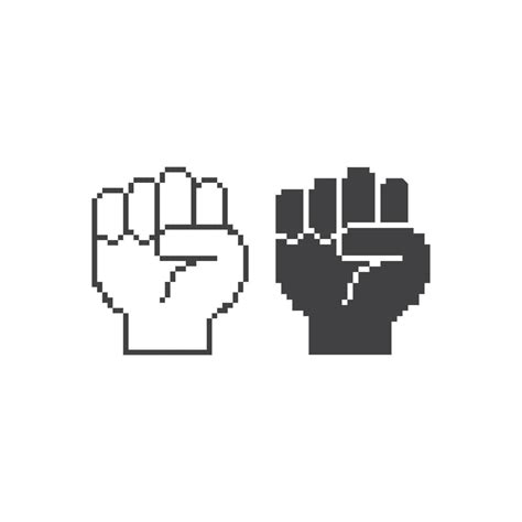 Raised Fist Hand Power Pixel Art Line Icon Vector Icon Illustration