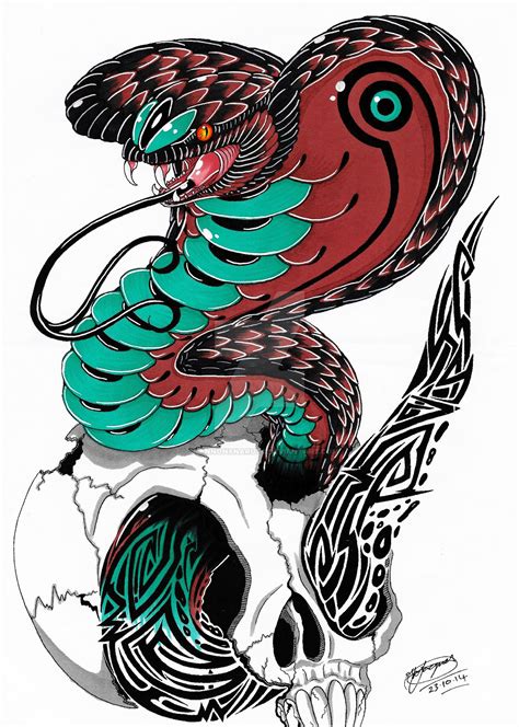 Tribal King Cobra Tattoo Design Coloured By Shannonxnaruto On Deviantart