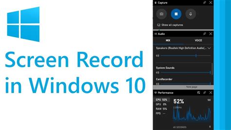 How To Record Screen With Windows 10 Free Youtube