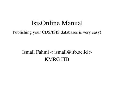 Ppt Isisonline Manual Publishing Your Cdsisis Databases Is Very Easy
