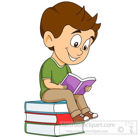 Book Clipart Clipart Student Sitting On Stack Books Reading Clipart