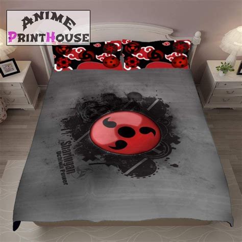 Anime Naruto Bed Set With Sharingan Design In 2021 Bed Blanket