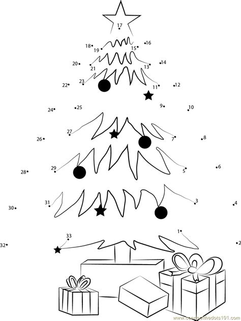 Christmas Tree Decorating And Ts Dot To Dot Printable Worksheet