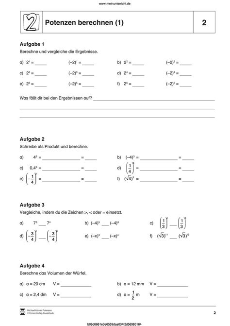 Übungsaufgaben für schüler der hauptschule (5. Potenzen - Arbeitsblätter für Mathematik | Arbeitsblätter, Mathematik und Allgemeinbildung