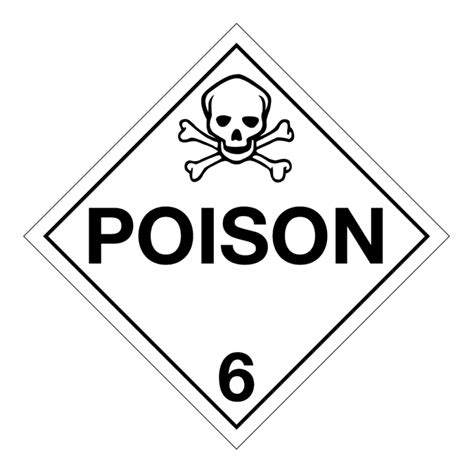 Hazard Class 6 1 Poison Removable Self Stick Vinyl Worded Placard ICC