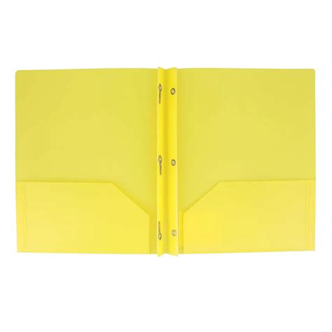 H E B Pocket Poly Portfolio With Prongs Yellow Shop Folders At H E B