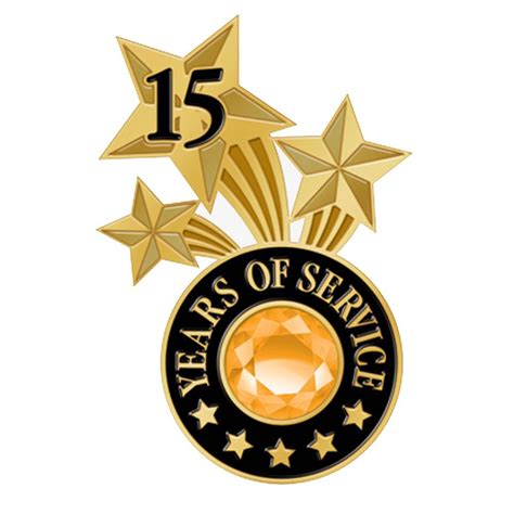 15 Years Of Service Triple Star Lapel Pin With Jewel Box Positive