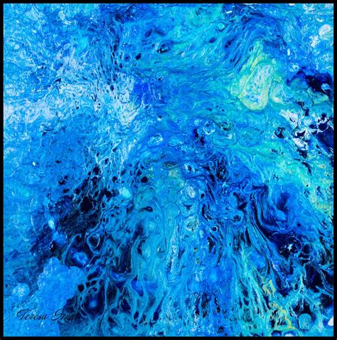 Cobalt Blue Painting Watercolor Wall Art Aqua Abstract Etsy