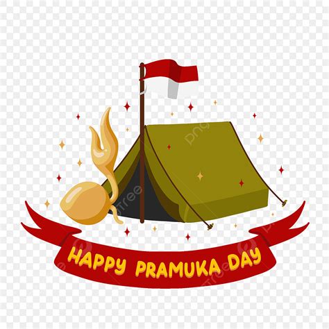 Pramuka Day PNG Image Hand Drawn Camp Illustration Happy Pramuka Day