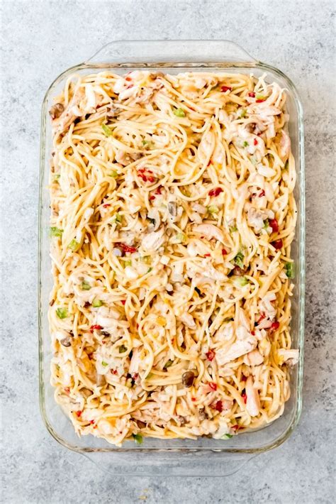 Mix together and spoon mixture over casserole. Chicken Spaghetti Casserole is adapted from the Pioneer ...