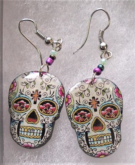 Day Of The Dead Sugar Skull Lightweight Wire Earrings Your Choice Ebay