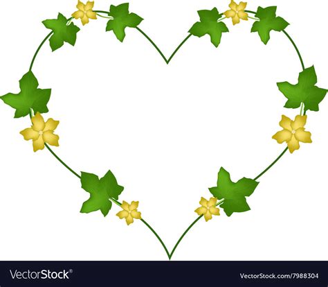 Vine Flowers And Leaves In Beautiful Heart Shape Vector Image