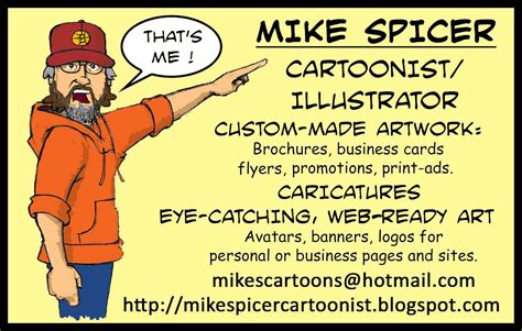 Mike Spicer Cartoonist Caricaturist My Cardmike Spicer