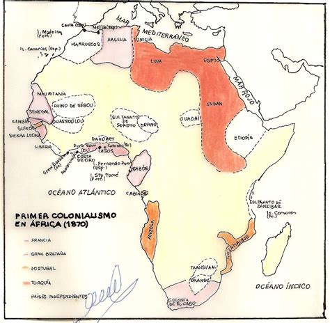 Primer Colonialismo En Africa 1870 History Africa Map