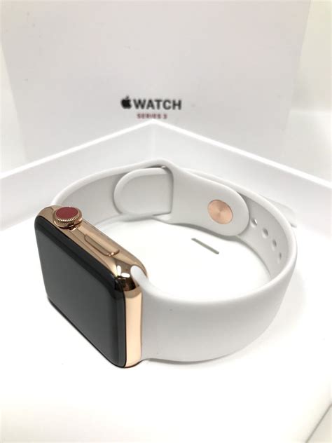 24k Rose Gold Plated 38mm Apple Watch Series 3 White Sport Band Gps