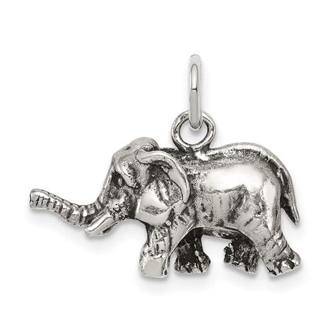 Sterling Silver Antiqued Elephant Charm 05in X 08in Ebay