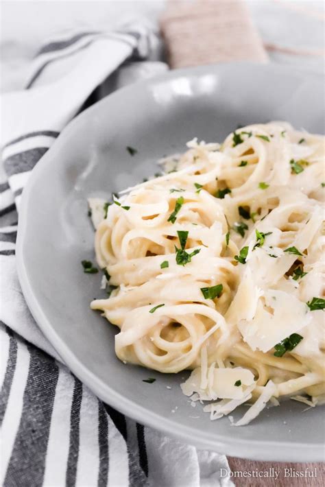 This is a quick dinner to make on. Creamy Garlic Parmesan Pasta - Domestically Blissful