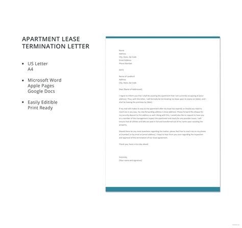 apartment termination letter template