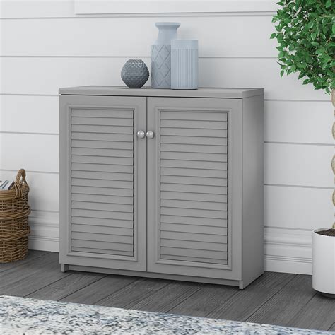 Small Storage Cabinet With Doors And Shelves In Cape Cod Gray