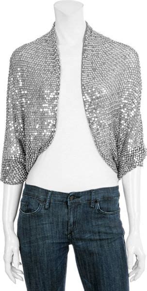 Alice Olivia Drea Beaded Shrug In Silver Grey Lyst