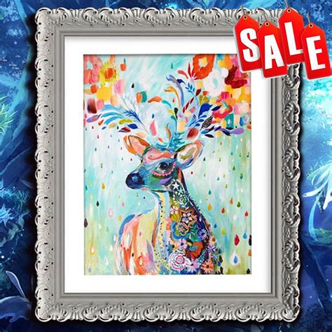 Printed On Canvas Cross Stitch Animals 5d Diamond Embroidery Deer Elk