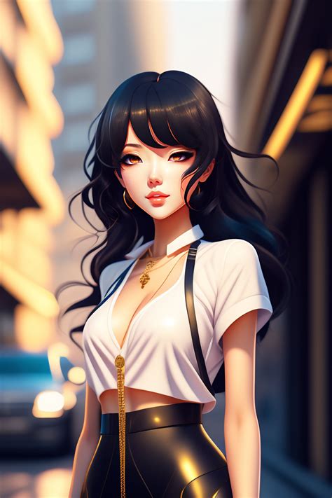 Lexica Full Body Anime Style Model Girl Walking Black Hair Balerine