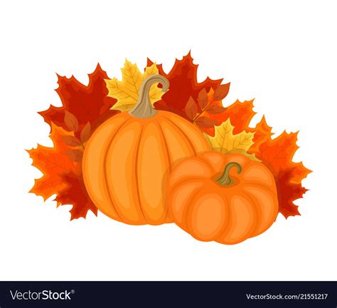 Autumn Design With Leaves And Pumpkins Royalty Free Vector