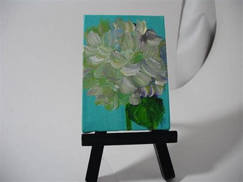 Hydrangea Original Mini Canvas Art Lime Green Flower Mini Etsy