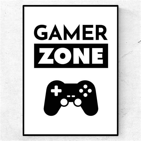 Gamer Zone Poster Gaming Citat Text And Art