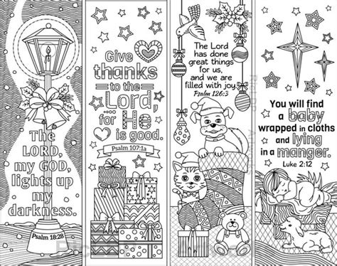 8 Printable Christmas Coloring Bookmarks With Bible Verses