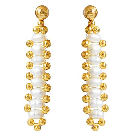 Heavenly Pearl Earrings Gold Plated Earrings Surat Diamond Jewelry