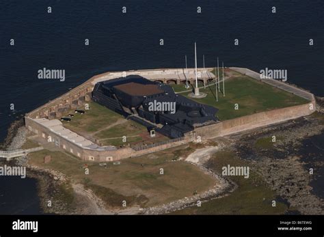 Aerial View Of Fort Sumter The Island Fort In Charleston Harbor South