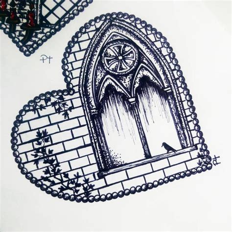 A Drawing Of A Window In The Shape Of A Heart