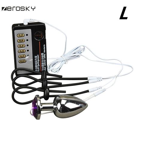 Zerosky Anal Plug Penis Ring Electro Shock Host Cable Dick Enlarge Cock Rings Sex Toys For Men