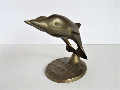 Vintage Brass Swimming Dolphins Figurine Brass Metal Dolphin Etsy
