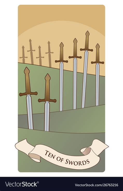 Ten Swords Tarot Cards Swords Stuck Royalty Free Vector
