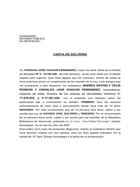 Carta De Soltería Información Del Gobierno Virtud