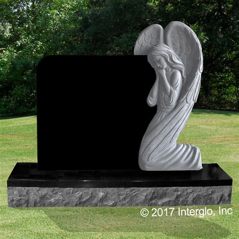 Interglo Stone Peaceful Kneeling Angel Headstone