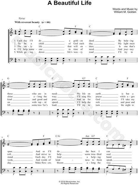 William M Golden A Beautiful Life Sheet Music In C Major Download