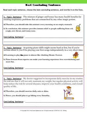 topic sentences worksheets thekidsworksheet