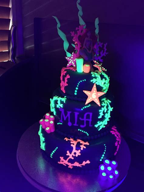 decor neon decorations outstanding glow in the dark birthday cake icing small ideas on galle