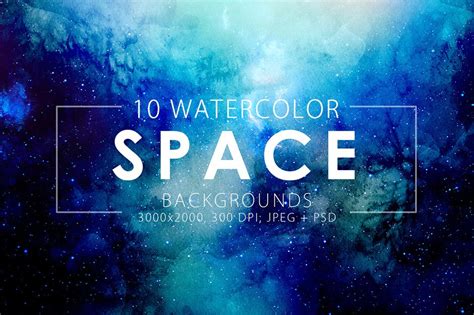 Space Watercolor Backgrounds Design Cuts