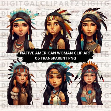 Native American Woman Clip Art 06 Transparent PNG Files Digital