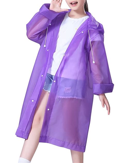 Kids Raincoat Children Rain Hooded Jacket Long Rainwear Cover