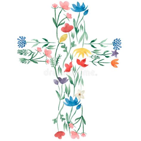 Watercolor Easter Cross Clipart Spring Coral Floral Arrangements Baptism Crosses DIY