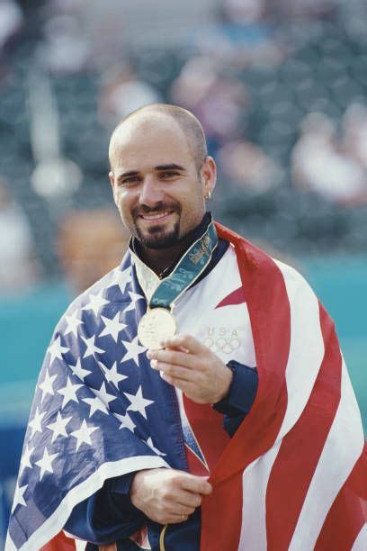 American Tennis Player Andre Agassi Wrapped In The Stars And Stripes