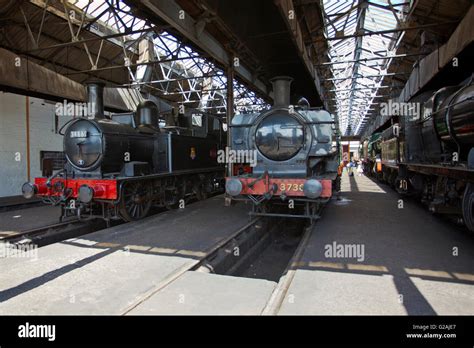 Two Former Great Western Railway Steam Tank Engines In The Loco Shed At