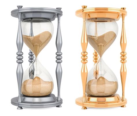 Premium Photo Golden And Silver Hourglasses 3d Rendering